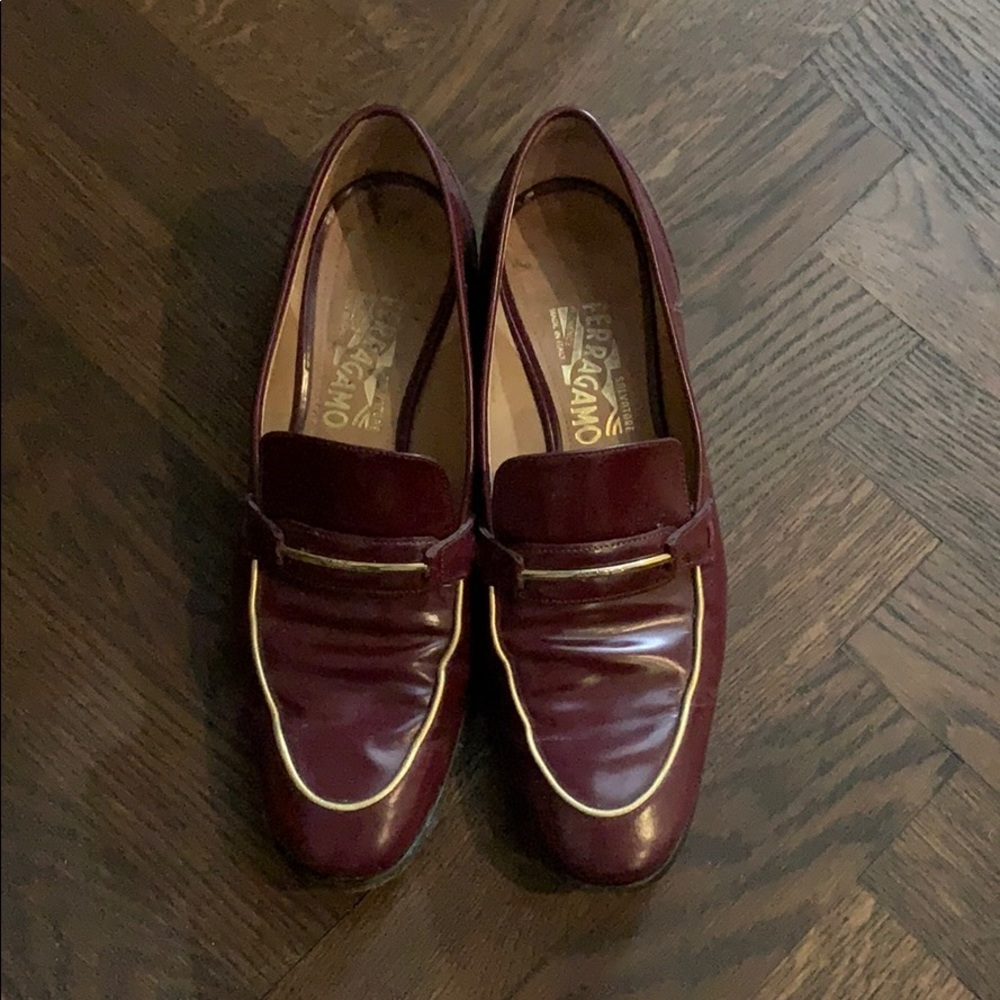 Ferragamo loafers sz 8 in rich wine colour